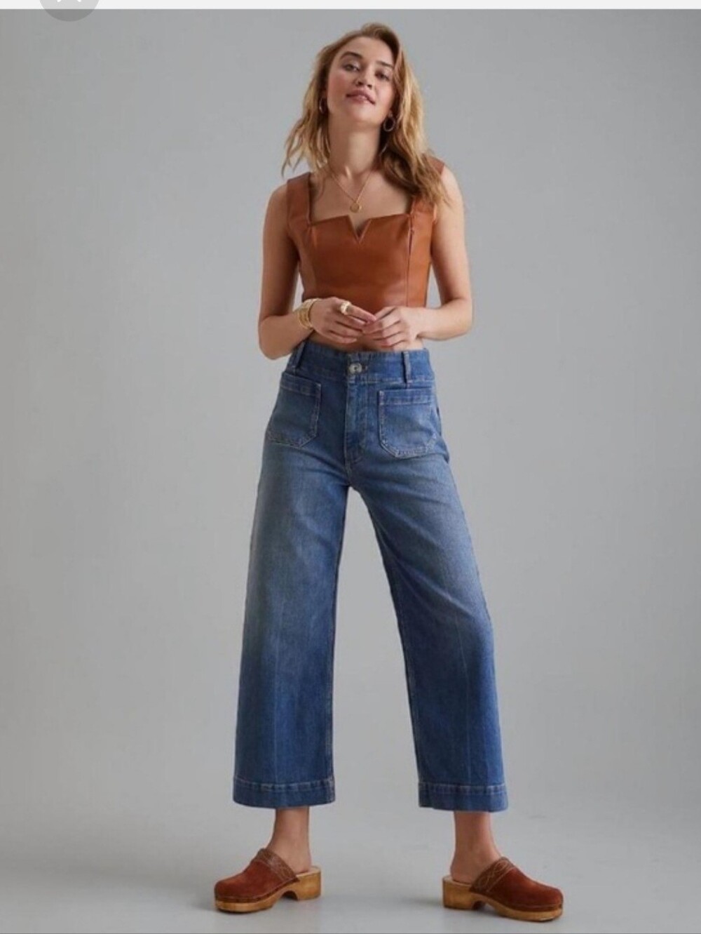 Pilcro Wide-Leg Skipper Crop Jeans in Size 28
